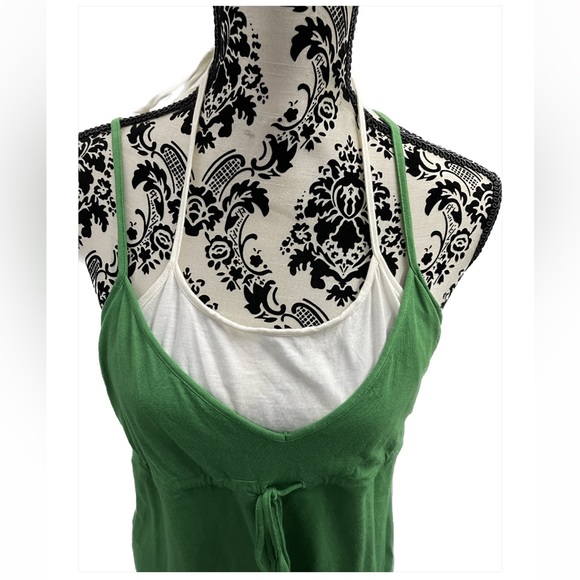 🌞Green/White Tee Halter Top     Sz L - Picture 6 of 6
